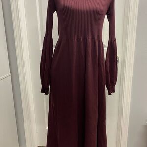 Zara Deep Burgundy Long Sleeve Dress
